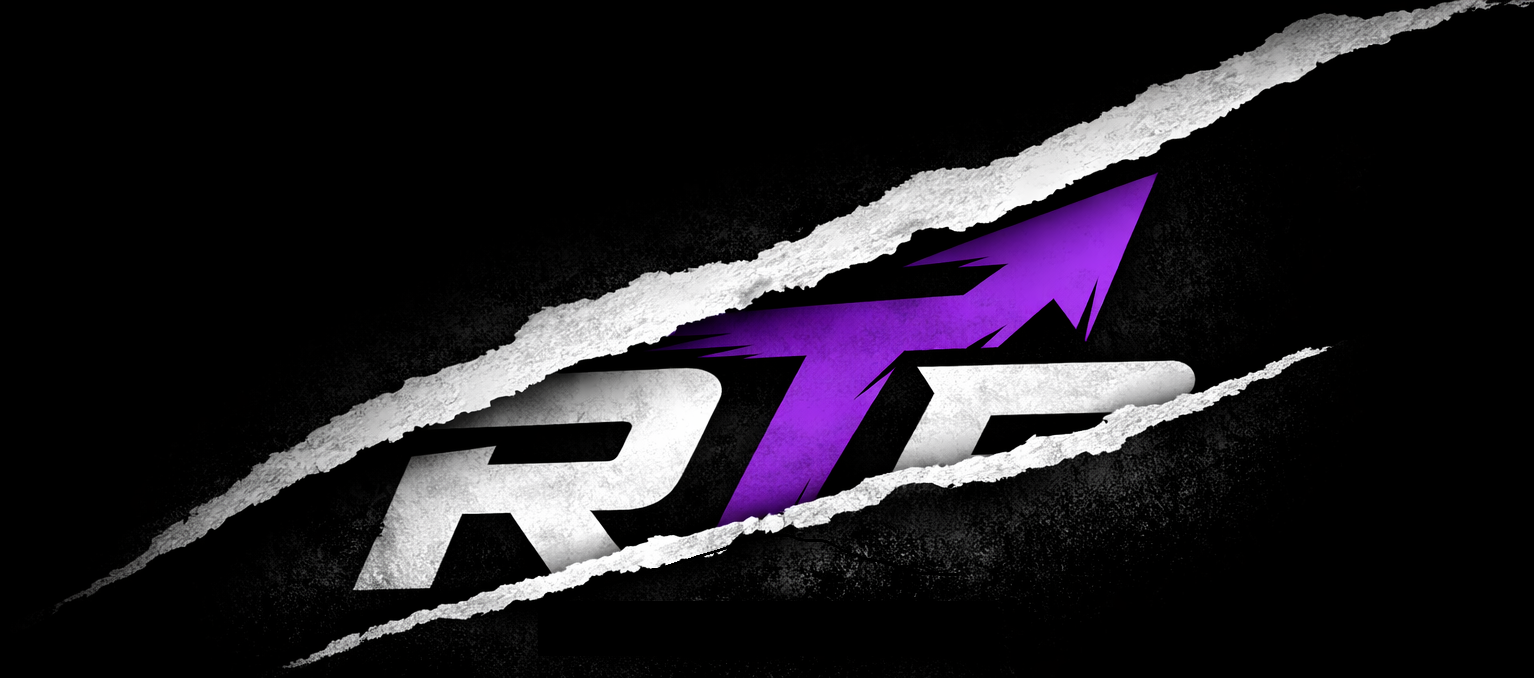 RTB Volleyball logo partially revealed behind a rough diagonal torn-paper effect